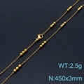 Collana minimalista con perline dorate in acciaio titanio, 450 mm e peso 2,5 g - Collana Oro (KN232156-Z)