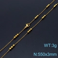 Collana a catena con perline dorate in acciaio inossidabile da donna, 550mm, stile minimal - Collana Oro (KN232158-Z)