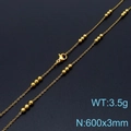 Collana a sfere dorate in acciaio inossidabile con chiusura a moschettone, stile 600x3mm - Collana Oro (KN232159-Z)