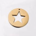 Colgante circular de acero inoxidable dorado pulido con diseño de estrella calada - Dorado
