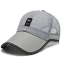 Men's light grey quick-dry breathable mesh baseball cap with rectangular logo patch - Adjustable / Light Gray