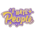 Spilla in smalto viola con scritta I HATE PEOPLE e stelle gialle in stile pop - I HATE PEOPLE Pop Viola