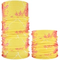 Seamless yellow cycling headwear with orange abstract pattern in two wearing styles - Yellow Orange Abstract