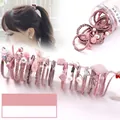 16-piece pink elastic hair tie set including bows and pearls in a storage jar - 12# Square Korean Pink 16-piece Set