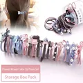 20-piece assorted hair tie set with flowers and pearls in a clear storage jar - 15# Floral Mixed Color 20-piece Set