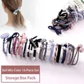 16-piece elastic hair tie set with pearls and bows in a clear storage jar - 10# Ball Mixed Color 16-piece Set