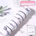 8-piece light blue hair scrunchie set with pearls and ribbons in storage box - Style 26# Refreshing Light Blue Set (8 Pcs)