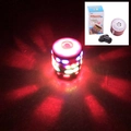 Luminous spinning top toy with LED lights and music, red layered body and launcher - New Glowing Musical Faux Wood Gyro (Boxed)