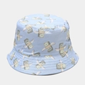 Light blue bucket hat featuring creative flying dollar money pattern all over - M (56-58cm) / Blue Reversible Dollar Graffiti
