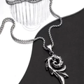 Unisex Punk Phönix Feuer Totem Anhänger Halskette aus poliertem Silber Titanstahl - 60CM
