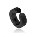 Detail of matte black clip-on earring with textured finish and punk style C-shape design - Style 7-13mm