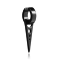Matte black stainless steel hoop earrings with hollow triangle pendant on white background - Non-pierced Ear Clip Style / Black