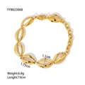 18K gold plated shell link bracelet with 19cm adjustable chain and cowrie charms - Shell Shape Chain Bracelet (YYB023068)