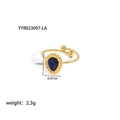 Detail view of gold twisted ring with pear-cut blue stone showing dimensions and weight - Pear Shaped Blue Stone Twist Rope Style (YYR023097-LA)