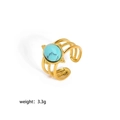 Adjustable 18K gold stainless steel open ring with green turquoise gemstone inlay - Adjustable Open / Multi-layer Hollow Turquoise Style (YYR023123-BI)