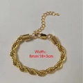 Elegante bracciale a corda in acciaio inossidabile placcato oro 18K con chiusura a moschettone - Larghezza 8mm/Lunghezza 18+3cm