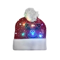 Gorro de Navidad de punto con LED, patrón de reno, diseño de copos y luces de colores - Reno Rojo de Navidad