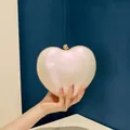 Elegant heart-shaped acrylic clutch with pearl white luster and gold metal trim - Large Heart + O-Chain / Pearl White