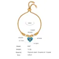 18K gold-plated titanium steel bracelet featuring a blue heart-shaped evil eye charm - E447-Gold Color Bracelet