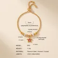 Titanium steel gold bracelet featuring a star charm with a red evil eye and crystal beads - E455-Red Enamel Gold Color Bracelet