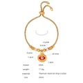 Gold evil eye bracelet with white crystal beads and adjustable titanium steel chain - E456-Red Enamel Gold Color Bracelet