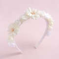 Cerchietto per capelli con fiori di seta bianchi artificiali dal design elegante - Stile A-Fiore Bianco e Beige