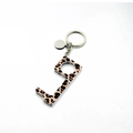 Detailopname van de contactloze deuropener met luipaardprint en metalen sleutelring - 1# Bruine Luipaard