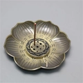 Bronze lotus-shaped incense holder tray with six petals and multiple holes for sticks - Large Plum Blossom Tray + 9-Hole Incense Holder