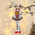 Weihnachtsbär Plüschanhänger mit langen Beinen und Navidad Schild am Zweig - Bär-Stil