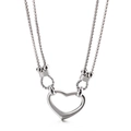 Double-layered stainless steel necklace featuring a large hollow heart pendant for women - Hollow Heart Style (KN108084-Z)