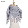 Classic light grey checkered scarf with fringe tassels for men and women - 110X110CM / Gray