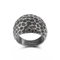 Anello largo retrò in acciaio inossidabile 316L con finitura martellata nera antica - US 7 / Nero Opaco
