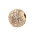 8mm gold-plated copper bead with micro-pave white zircon for DIY jewelry making - White Zirconia Gold Plated