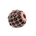 8mm rose gold copper ball bead with black micro-paved zircon for DIY jewelry crafts - Black Zirconia Rose Gold Plated