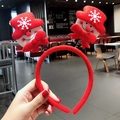 Cerchietto natalizio rosso con pupazzi di neve, motivi a fiocchi e fiocchi rossi - Pupazzo di neve a molla spessa