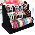 Three-tier black velvet jewelry display stand for bracelets and watches organizer - 3 Tier Black Velvet
