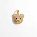 Pink crystal bear head pendant with gold plating and sparkling zircon stones - Gold Pink Zirconia