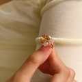 Macro shot of 18k gold-plated ring featuring a sparkling heart-shaped yellow zircon gem - US 8 / Gold Yellow Zirconia