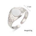 Hammered Side White Enamel Oval Ring - Steel Color