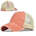 Gewassen oranje paardenstaartpet met beige mesh en gekruiste elastieken banden - Oranje