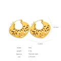 Pendientes de aro geométricos huecos de acero de titanio chapado en oro de 18K - Pendientes Huecos Dorados (F562)