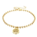 Bracciale albero della vita dorato con catena a sfere classica e chiusura regolabile - Bracciale Dorato (KB167225-Z)