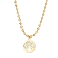 Collana Albero della Vita dorata con perle tonde cave e ciondolo traforato fine - Collana Dorata (KN234377-Z)
