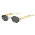 Occhiali da sole ovali retrò con montatura in metallo dorato e lenti scure unisex - Montatura Oro Nero Grigio