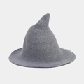 Detail of grey knitted witch hat showing coarse knit texture and pointed top design - M (56-58cm) / Light Gray