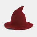 Macro detail of dark red knitted witch hat showing fine fabric texture and pointed crown - M (56-58cm) / Burgundy