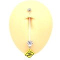 Flexibele navelpiercing voor zwangerschap met Baby on Board hanger en zirkonia - Hart CZ + Baby on Board Hanger