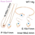 Schmuckset in Roségold mit Teufelsauge-Halskette, Hand-Ohrringen und Armreif mit Perlen - Hand der Fatima Offenes Armband / Roségold