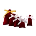 Set of red velvet drawstring pouches with satin ribbons for jewelry and gift packaging - Burgundy; 7*9cm