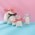 Beige velvet drawstring gift pouches with assorted satin ribbons in various sizes - Off-white; 10*12